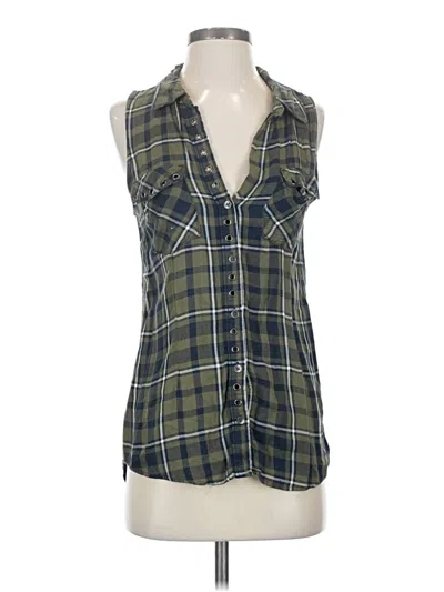 Pre-owned Rock&republic Sleeveless Button Down Shirt In Green