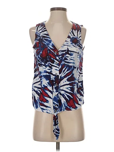 Pre-owned Rock&republic Tank Top Blue Plunge Neckline Tops