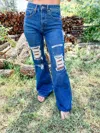 Rock And Roll Cowgirl Autumn Aztec Flare Jeans In Blue In Blue