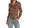 Rock And Roll Cowgirl Aztec Snap Western Shirt In Orange In Gray