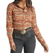 Rock And Roll Cowgirl Aztec Snap Western Shirt In Tan/multi In Brown