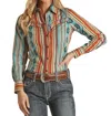Rock And Roll Cowgirl Dale Brisby Woven Snap Shirt In Tan/multi In Blue