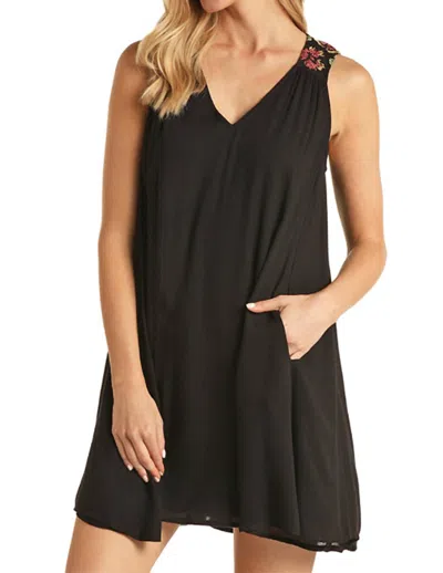 Rock And Roll Cowgirl Floral Embroidered Dress In Black