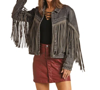 Rock And Roll Cowgirl Fringe Jacket In Black