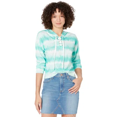 Rock And Roll Cowgirl Hoodie Womens Blue Tie-dye Long Sleeve Cropped Red24