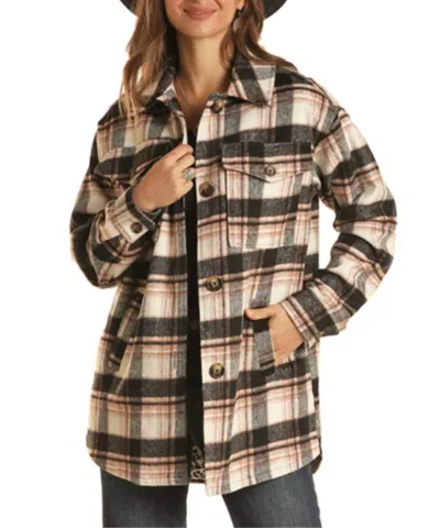 Rock And Roll Cowgirl Plaid Coat In Black/white In Multi