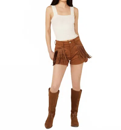 Rock And Roll Cowgirl Suede Fringe Shorts In Brown
