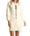 Rock And Roll Cowgirl Sweater Dress With Fringe In Off White