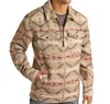 Rock & Roll Denim Aztec Full-zip Shirt Jacket In Tan/multi
