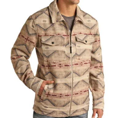 Rock & Roll Denim Aztec Full-zip Shirt Jacket In Tan/multi In Brown