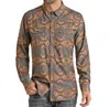 Rock & Roll Denim Aztec Ripstop Tek-western Snap Shirt In Charcoal/multi