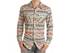 Rock & Roll Denim Aztec Stripe Button Down Shirt In Multi In Multi