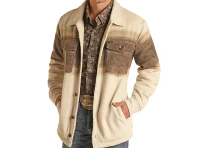 Rock & Roll Denim Berber Lined Shirt Jacket In Brown
