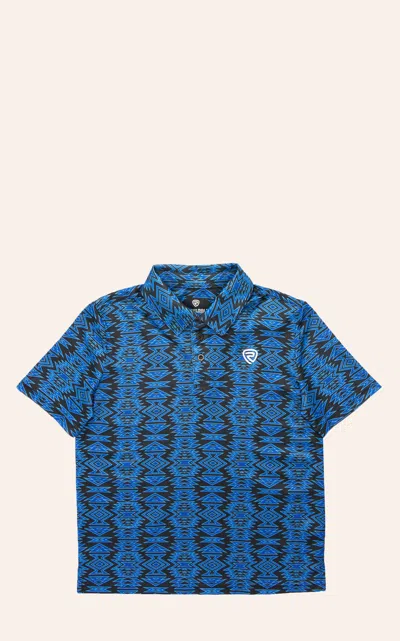 Rock & Roll Denim Boy's Blue Aztec Print Polo Shirt