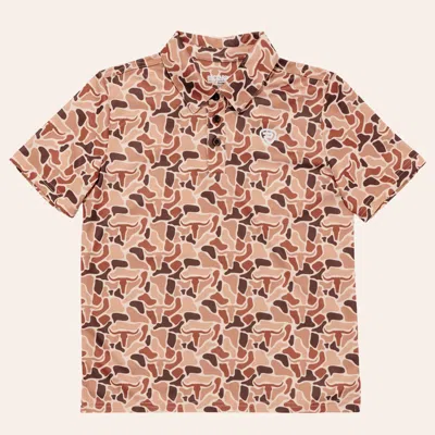 Rock & Roll Denim Boys' Brown Como Longhorn Skull Print Polo Shirt