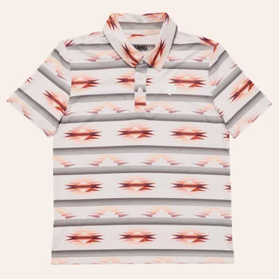 Rock & Roll Denim Boys' Gray & Rust Aztec Print Polo Shirt In White