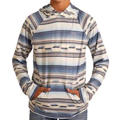 Rock & Roll Denim Boys Performance Cool Feel Aztec Light Hoodie In Multi
