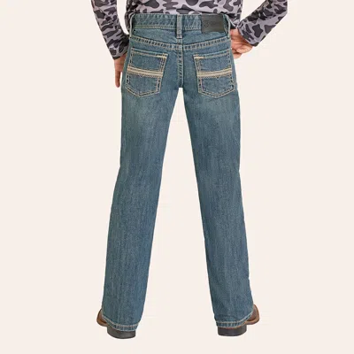 Rock & Roll Denim Boys' Pleather Embroidered Medium Vintage Wash Bootcut Jeans