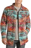 Rock & Roll Denim Brushed Aztec Jacquard Shirt Jacket In Multi