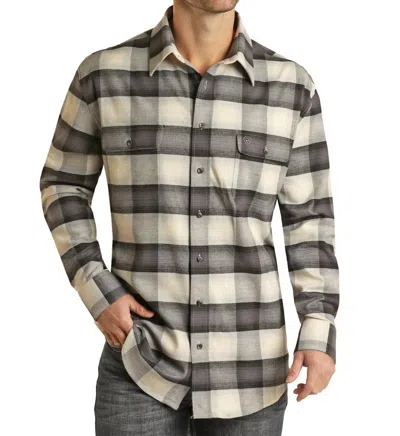 Rock & Roll Denim Brushed Twill Reflex Classic Shirt In Black In Multi