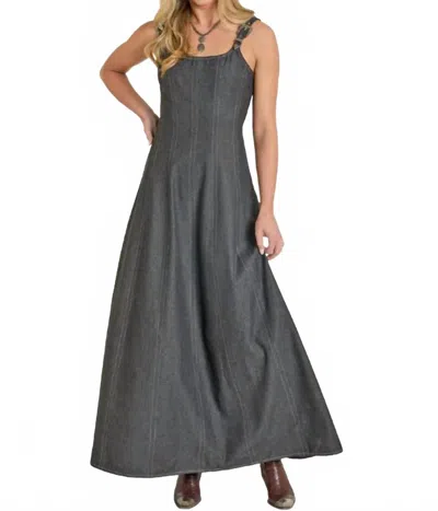 Rock & Roll Denim Buckle Maxi Dress In Black