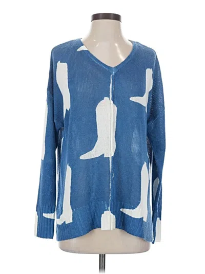 Pre-owned Rock & Roll Denim Cardigan Sweater In Blue