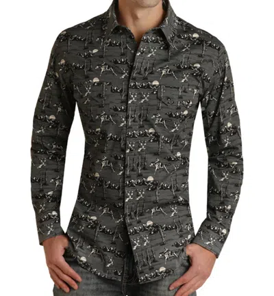 Rock & Roll Denim Classic Fit Reflex Conversational Snap Shirt In Steel