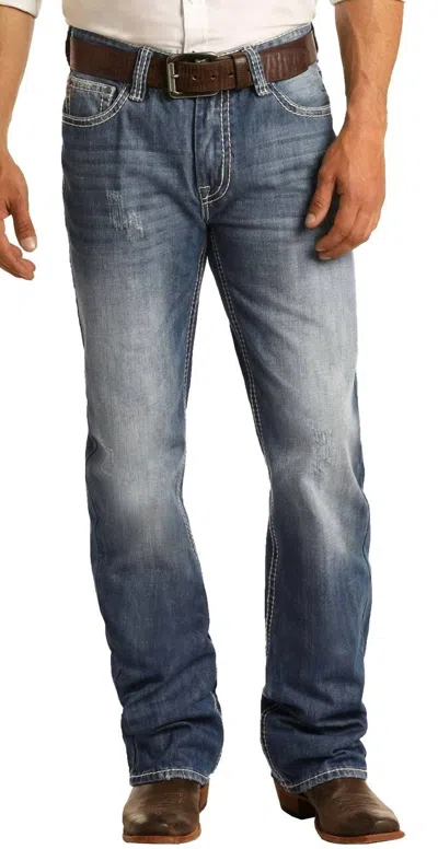 Rock & Roll Denim Cowboy Double Barrel Relaxed Fit Boot Jeans In Medium Wash In Multi