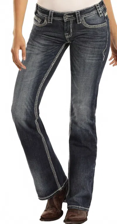 Rock & Roll Denim Cowgirl Midrise Bootcut Riding Jeans In Dark Vintage Wash In Gray