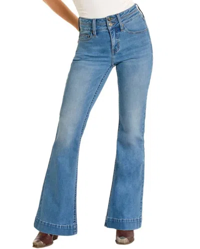 Rock & Roll Denim Double Waistband High Rise Jean In Medium Vintage In Blue