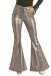 ROCK & ROLL DENIM EXTRA STRETCH HIGH RISE BELL BOTTOM PANTS IN SILVER