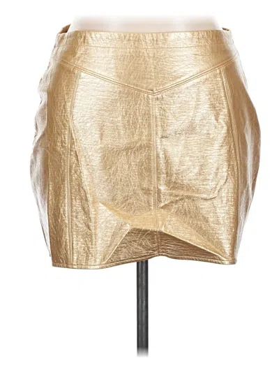 Pre-owned Rock & Roll Denim Faux Leather Skirt In Gold