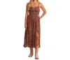 Rock & Roll Denim Horse Print Midi Dress In Brown In Brown