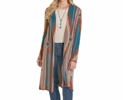 Rock & Roll Denim Long Sleeves Aztec Duster In Bright Multi