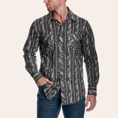 Rock & Roll Denim Men's Black & Gray Paisley Print Western Shirt