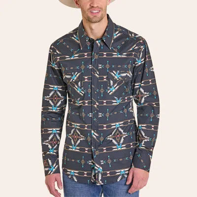 Rock & Roll Denim Men's Black Aztec Print Western Shirt