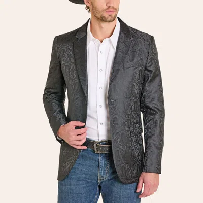 Rock & Roll Denim Men's Black Paisley Print Jacquard Sport Coat