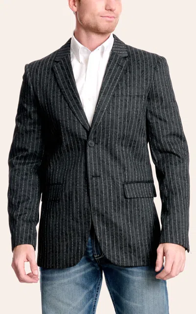 Rock & Roll Denim Men's Black Paisley Striped Sports Coat In Gray