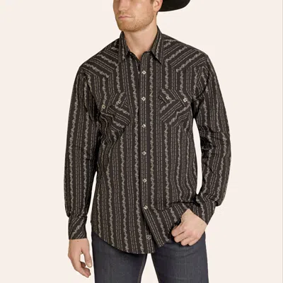 Rock & Roll Denim Men's Black Wallpaper Print Western Shirt