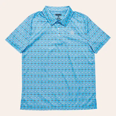Rock & Roll Denim Men's Blue Mini Aztec Arrow Print Polo Shirt