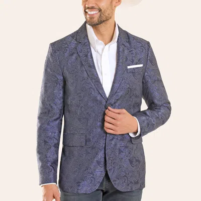Rock & Roll Denim Men's Blue Paisley Print Jacquard Sport Coat