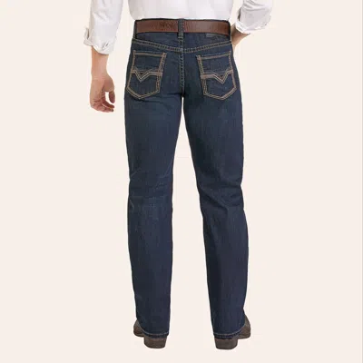 Rock & Roll Denim Men's Bravo Vintage Dark Wash Tapered Bootcut Jeans In Blue