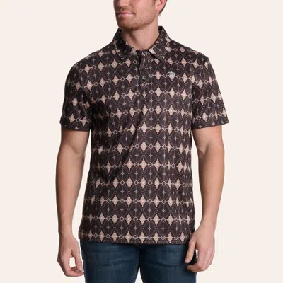 Rock & Roll Denim Men's Brown & Tan Aztec Print Polo Shirt