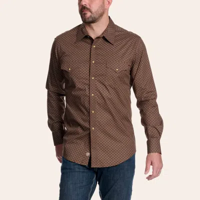 Rock & Roll Denim Men's Brown Mini Aztec Print Long Sleeve Pearl Snap Western Shirt