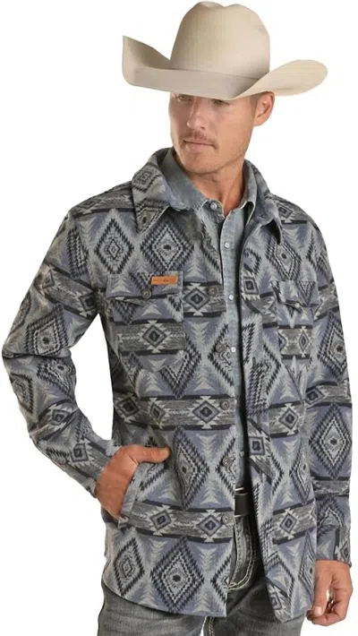 Rock & Roll Denim Men's Canvas And Wool Coat In Aztec In Multi