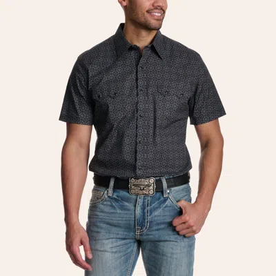 Rock & Roll Denim Men's Charcoal Medallion Print Pearl Snap Western Shirt