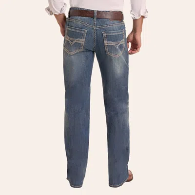 Rock & Roll Denim Men's Double Barrel Dark Wash Relaxed Fit Straight Leg Jeans In Dark Stonewash