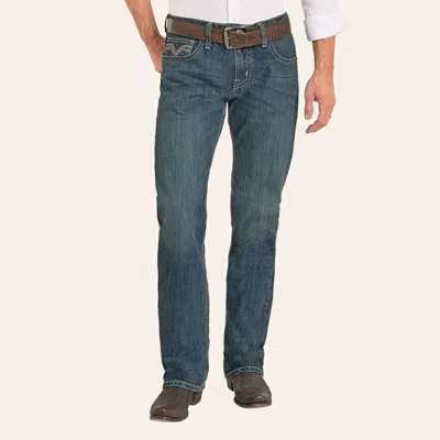 Rock & Roll Denim Men's Double Barrel Dark Wash Stackable Bootcut Jeans In Blue