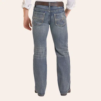 Rock & Roll Denim Men's Double Barrel Medium Vintage Wash Straight Leg Jeans In Blue