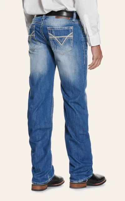 Rock & Roll Denim Men's Double Barrel Medium Wash Relaxed Fit Straight Leg Jean In Blue